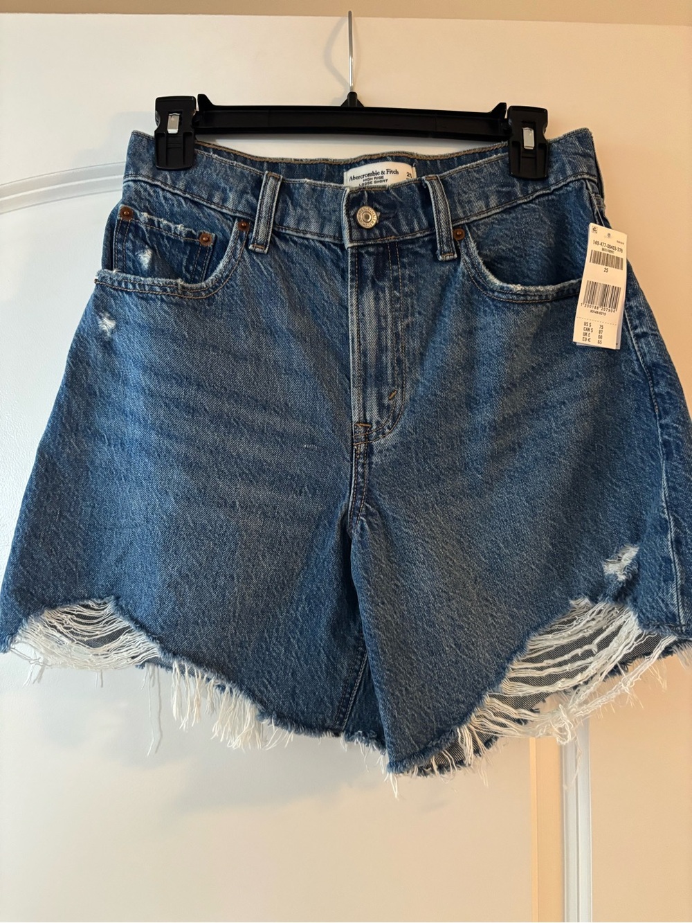 Abercrombie & Fitch Blue High-Rise Loose Denim Shorts